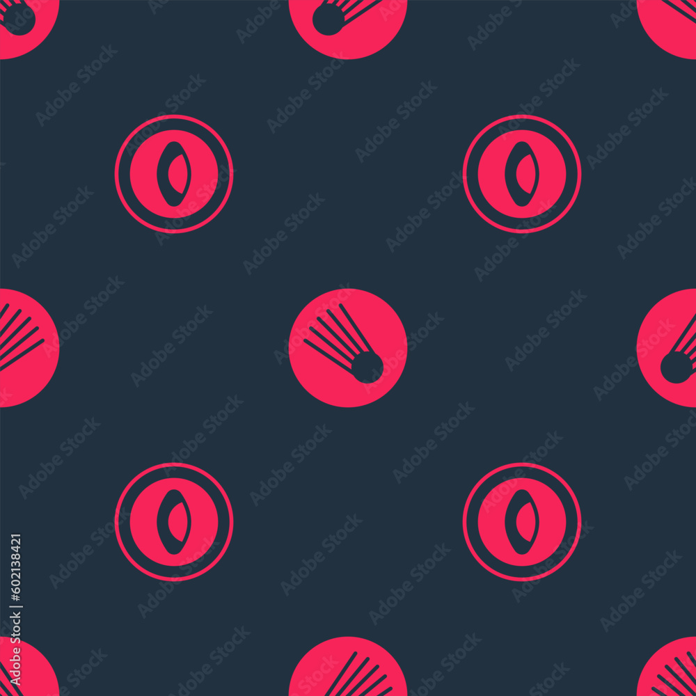 Aufkleber set medallion with eye and comet on seamless pattern. vector