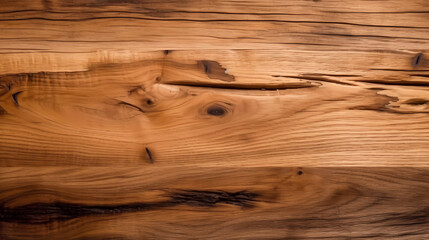 Freshly sawn board. Top down view. Background. Generative AI technology.
