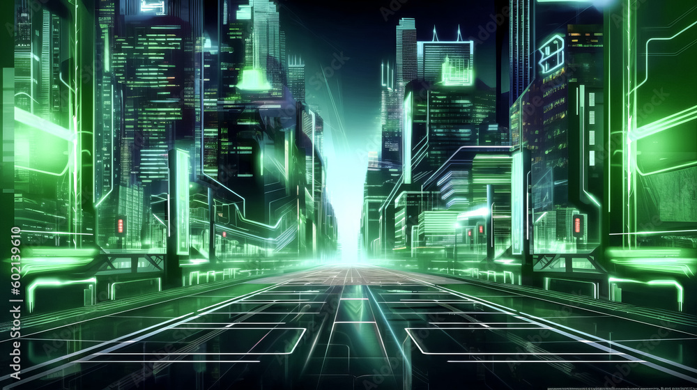 Aufkleber an abstract concept of the urban street at night was created using generative ai - generative ai.