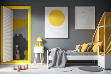 White Grey and Yellow Kids Room