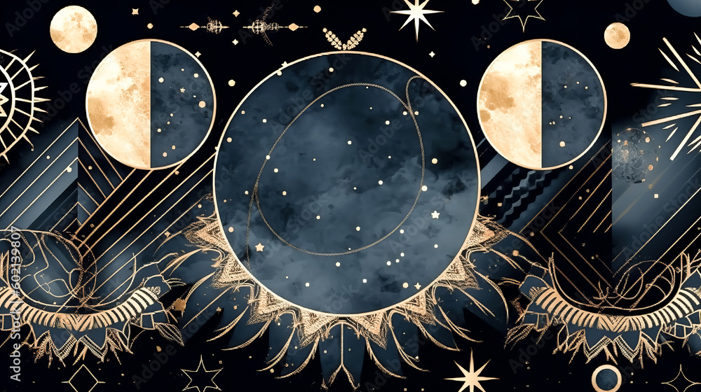 Aufkleber an abstract cosmic background was created with gold metallic foil - generative ai