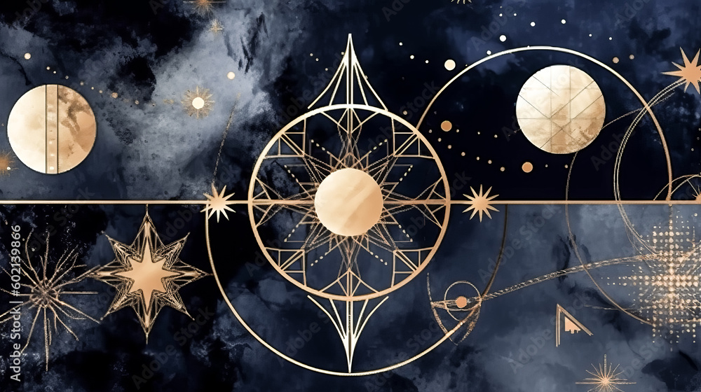 Aufkleber an abstract cosmic background was created with gold metallic foil - generative ai.