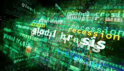 Global crisis media and abstract screen 3d illustration