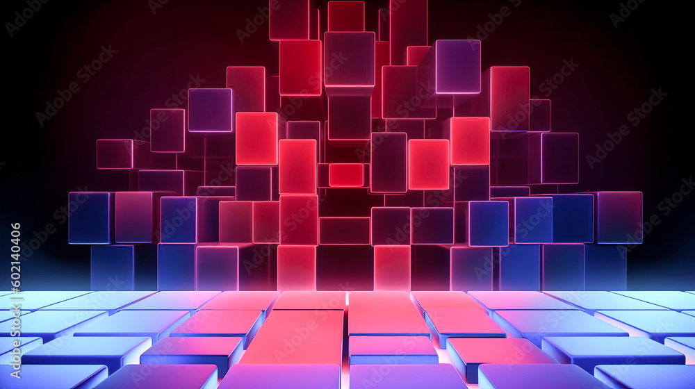 Aufkleber an abstract and colorful neon background featuring red and blue was generated.- generative ai