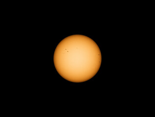 Closeup on the suns surface with sunspots on 13th of May 2023