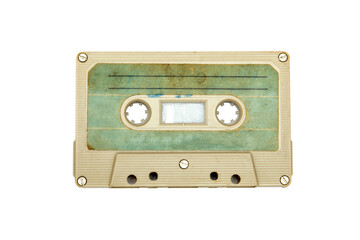Vintage audio cassette isolated on transparent background
