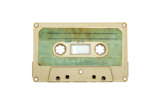 Vintage audio cassette isolated on transparent background