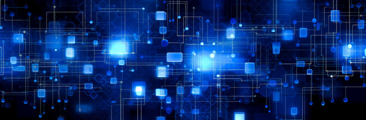 Obraz premium Blue dark technology background, in the style of simple, elegant compositions, light white and dark navy. Generative Ai. 