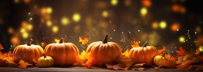 Autumn pumpkins, festive generative ai background