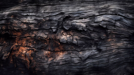 Background. Burnt wood structure, top-down view. Generative AI technology.