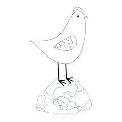Coloring book for children from 3 years old. Seagull on the stone.