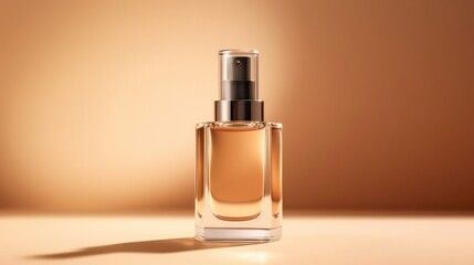 Serum bottle on beige background. Illustration AI Generative.