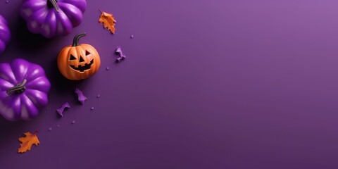 Fototapeta premium Violet Halloween Background. Illustration AI Generative.