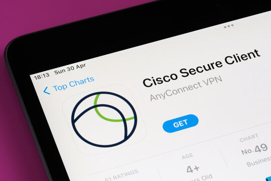 Cisco secure client app seen in App Store on the screen of ipad. Selective focus. Stafford, United Kingdom, May 6, 2023
