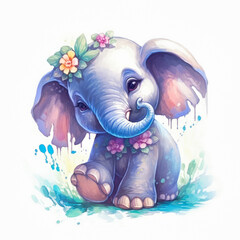 Obraz premium Adorable Cute Elephant | Generative AI