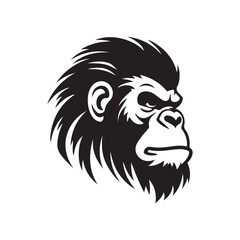 angry monkey mascot logo black vector