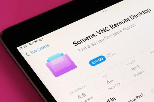 Screens VNC remote desktop app seen in App Store on the screen of ipad. Selective focus. Stafford, United Kingdom, May 6, 2023