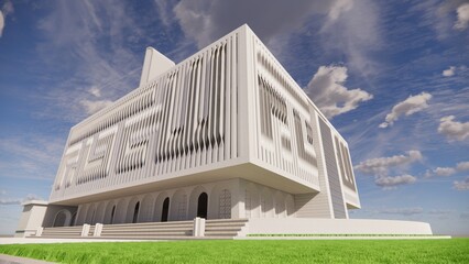 The Beauty of Modern Minimalism: White Mosque Exterior