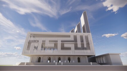 The Beauty of Modern Minimalism: White Mosque Exterior