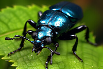 Naklejka premium a black poisonous oil beetle, generative ai