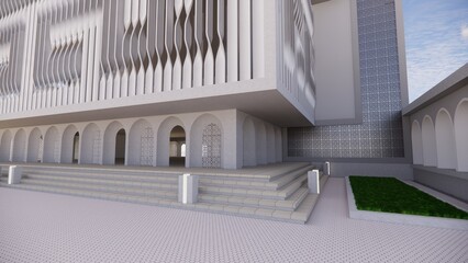 The Beauty of Modern Minimalism: White Mosque Exterior