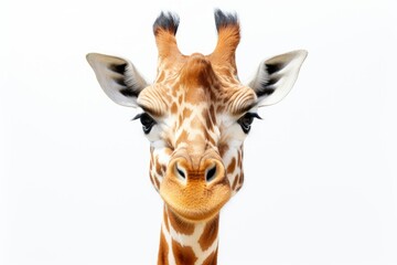 Giraffe head, white background