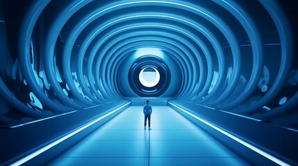 Obraz premium Technology (Blue) AI-Generated