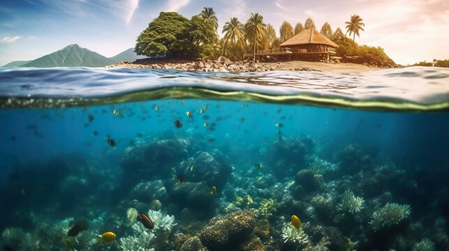 Underwater in the fiji ocean made with Ai generative technology