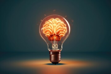 Creative idea with brain and light bulb illustration business concept. Generative AI