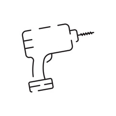 Construction tools - outline icon cordless drill, vector, simple thin line icon collection