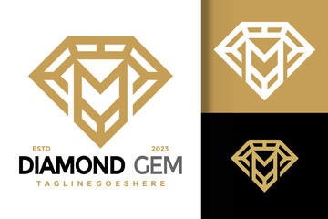 Letter M Diamond Monogram Logo vector icon illustration