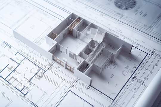 building project plan blueprint of a modern house design