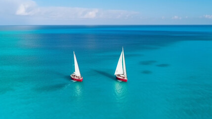 Vast ocean with 2 sailboats