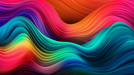 Abstract Background with 3D Wave Bright rainbow Gradient