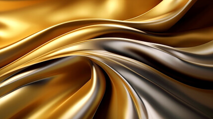 Abstract Background with 3D Wave Bright Gold and silver 