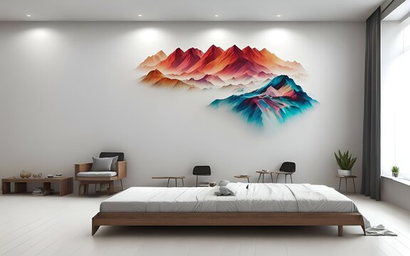 Photo of a cozy bedroom with twin beds and a beautiful painting on the wall