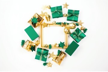 square frame filled with green and gold presents Generative AI