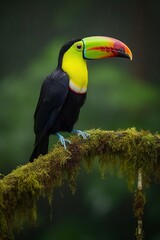 Fototapeta premium illustration, cute toucan on the branch, ai generative.