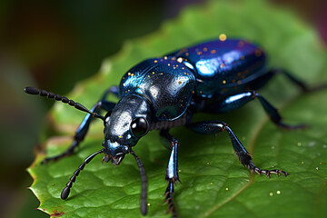 Fototapeta premium a black poisonous oil beetle, generative ai