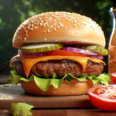 fresh tasty burger. Generative AI