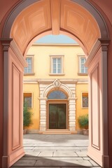 Fototapeta na wymiar illustration, entrance arch to the house, generative ai.