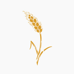 Vector Ear of Wheat, Grain Spikes, Barley or Rye icon. Great for Bread Packaging, Beer labels etc.