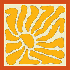 Aesthetics of Matisse's curves. Groovy abstract postcards with patterns. Flower drawings, botanical art. Fashionable organic style of naive retro hippies of the 60-70's. Mother's Day vector background