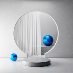 Minimalism podium, concrete and glitter material, product presentation, 3d illustration.
