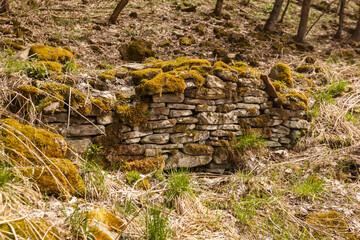 Dilapidated walls near the Northern Temple in the Alan settlement on Arkhyz.