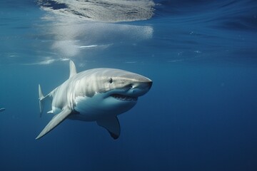 Naklejka premium illustration, white shark, ai generative