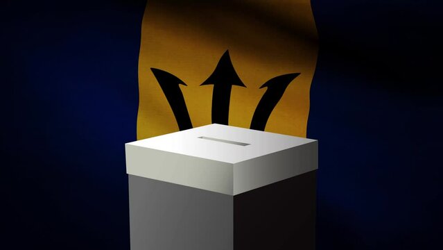 Casting vote into the ballot box during Barbados election