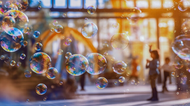 Soap bubbles background, generative ai