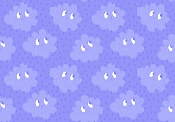 Retro summer cartoon seamless sun and rainbow and clouds pattern for wrapping paper and kids clothes print