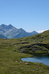 Fototapeta na wymiar landscape with lake and mountains